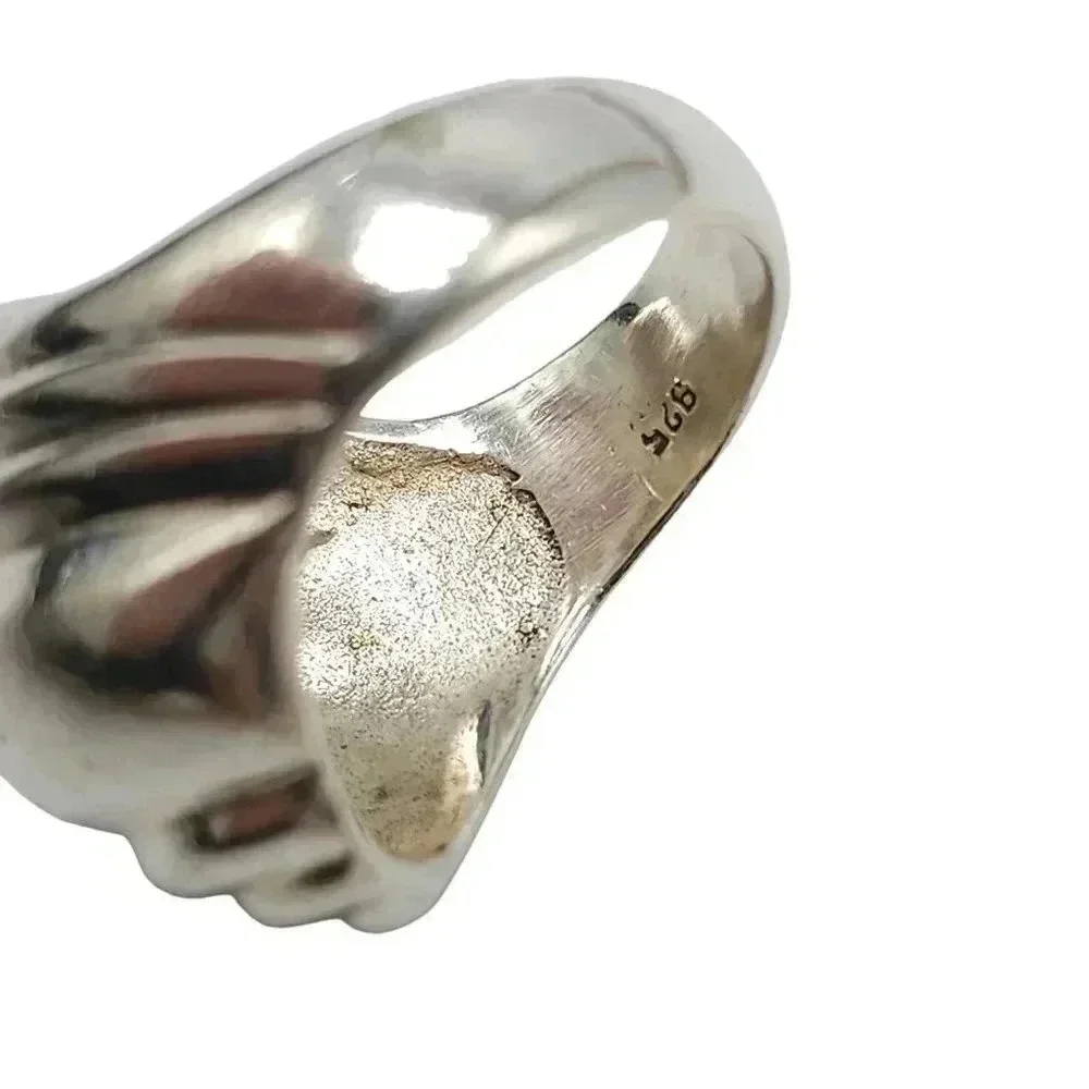 Vintage Modernist Sleek Puffy Sterling Silver Ring 7.75 Vintage